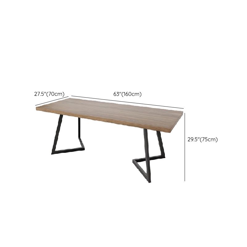 Industrial Double Pedestal Table Metal Frame Rectangle Dining Table