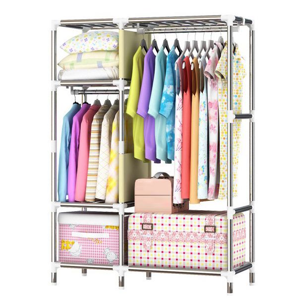 Contemporary Style Home Wardrobe Steel Wardrobe Closet with Shelves