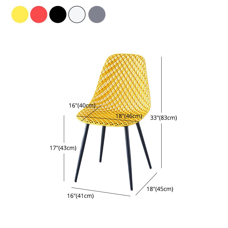 Chaise de cuisine contemporaine chaise latéral sans bras avec des jambes en métal