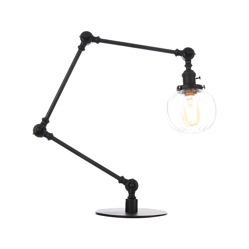 Éclairage de table globale en verre ambre / transparent vintage élégant 1 lampe de table finale noire / bronze claire pour chambre à coucher