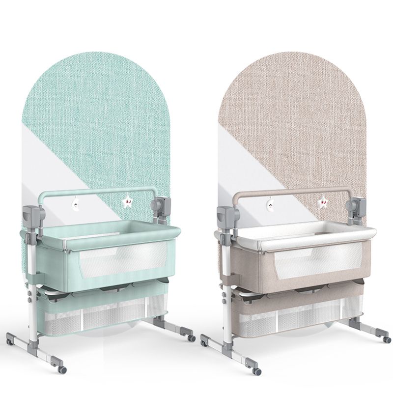 Rocking Bedside Bassinet Round Side Crib Electric with Storage Basket