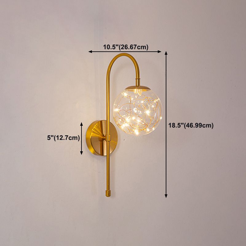 Modern Style Ball Wall Mounted Lamps Glass 1 Light Wall Lamps in Gold