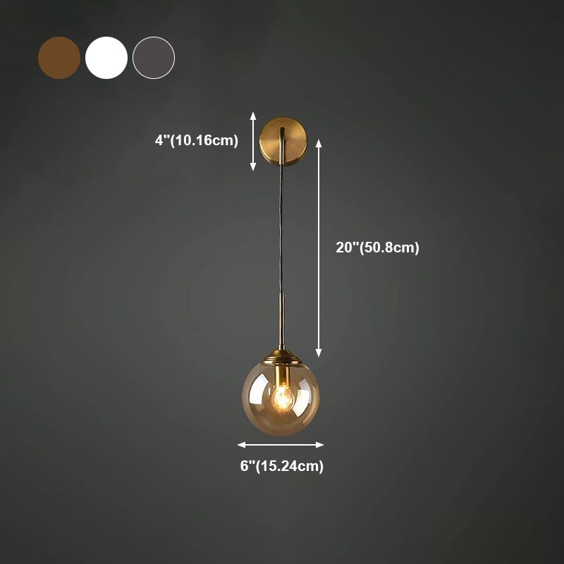 Spherical Wall Sconce Lighting Modern Style Glass 1 Light Wall Mounted Light