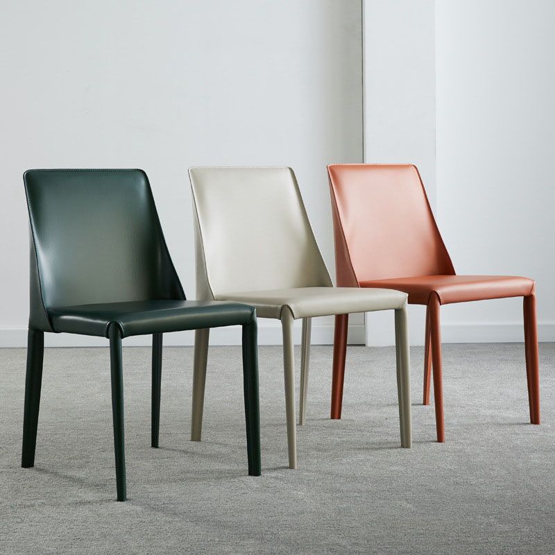 Silla lateral de cuero con respaldo sólido, estilo diseñador, acabado mate, silla de comedor para el hogar