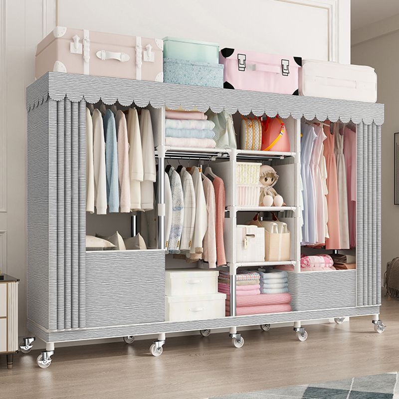 Modern Wardrobe Closet with Shelves Steel Wardrobe Cabinet with Legs