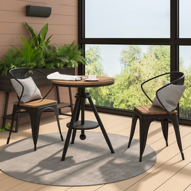Nordic 1/2/3 Pieces Dining Set Round Plastic Wood Dining Table for Balcony