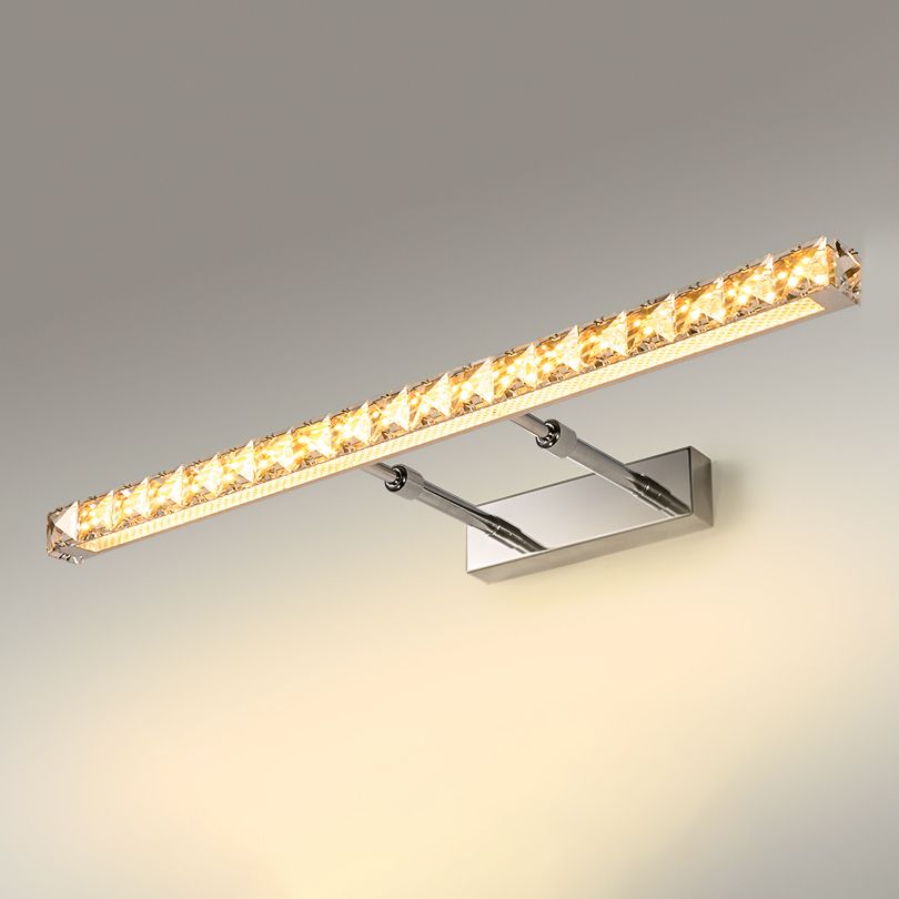 Modern Stainless Steel Vanity Mirror Light Bathroom Gold Vanity Sconce Light with Crystal