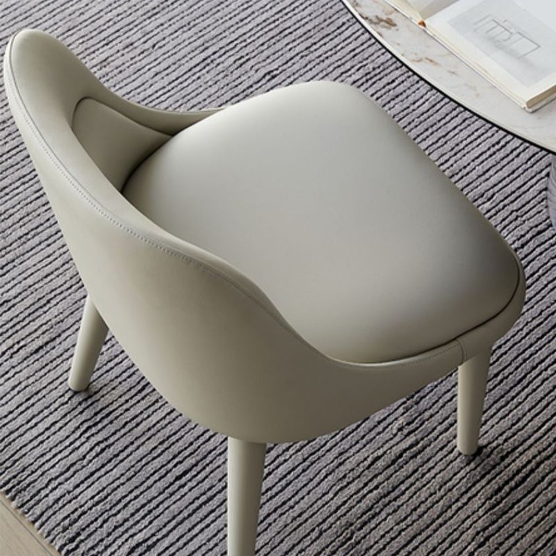 Modern Arm Chair Faux Leather Solid Back Dining Room Chair for Home