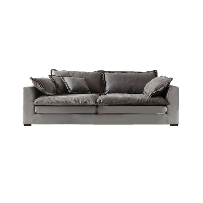 Slipcovered Stationary Living Room Pillow Top Arm Standard Gray Sofa
