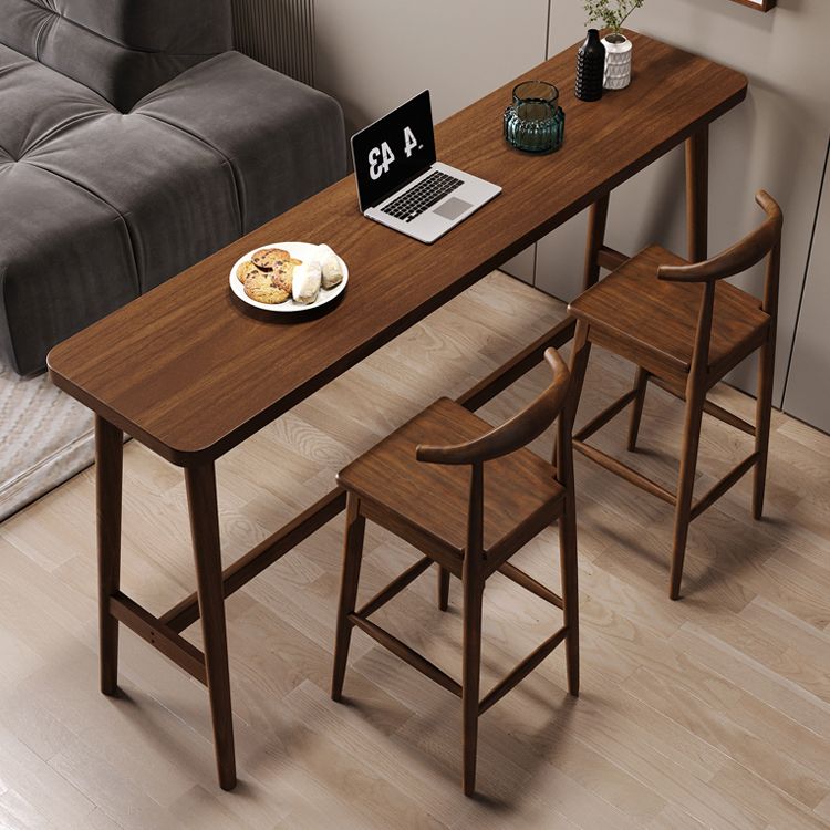 Modern Counter Height Pub Set 1/2/3 Pcs Solid Wood Bar Table and Stools in Brown