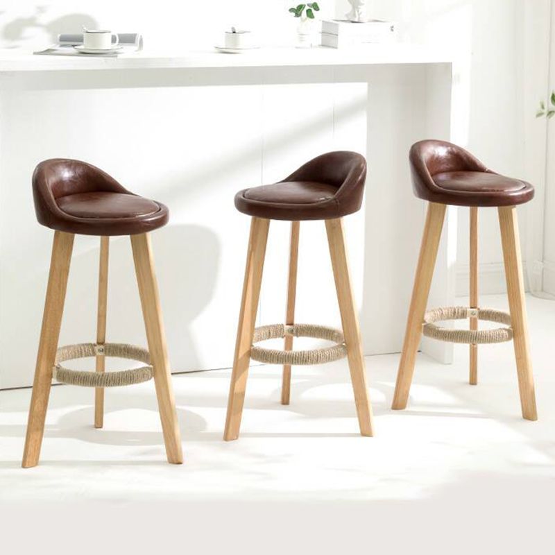 Moderner Thekenhocker ohne Armlehnen, Holz-Haushalts-Barhocker mit Holzsitz