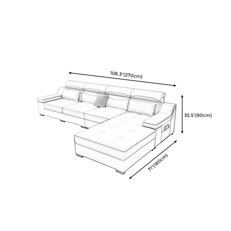 133,86 "D ​​x 70,87" W x 35.43 "H moderni cuscini rimovibili raccolti con i sezioni di braccio con archiviazione