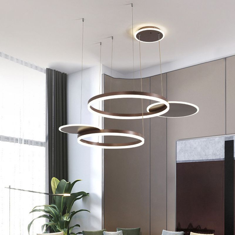 Simplicity LED Chandelier Pendant Circular Metal Suspension Light for Living Room