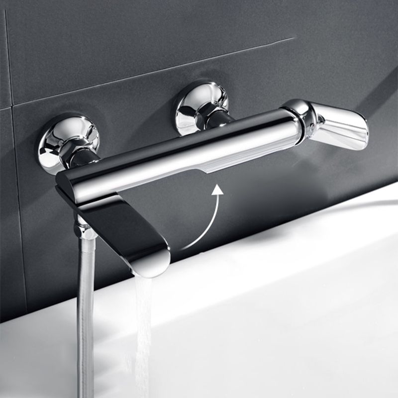 Contemporary Wall Mounted Copper Freestanding Tub Filler Single Handle Faucet