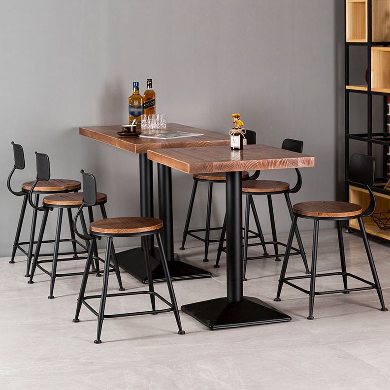 Solid Wood Industrial Style Dining Table Brown Table with Black Frame for Dinning Room