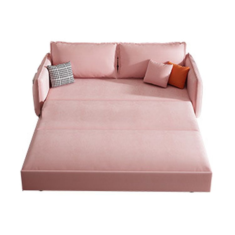 Pink Pillow Back Loveseat Foldable Sleeper Sofa with Storage