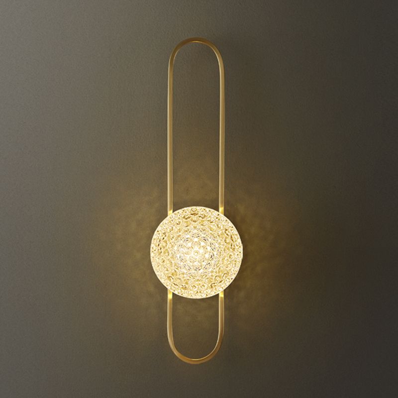 Globe Crystal Shade Wall Light 1 - Light Solid Brass Wall Sconce in Gold and Clear