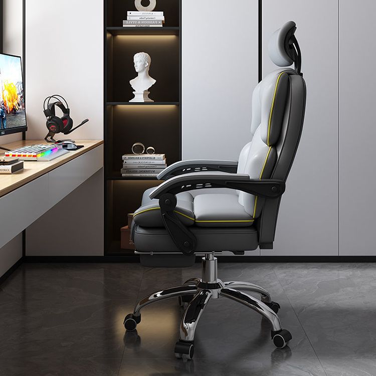Contemporary High Back Chair Height-adjustable Chair with Wheels