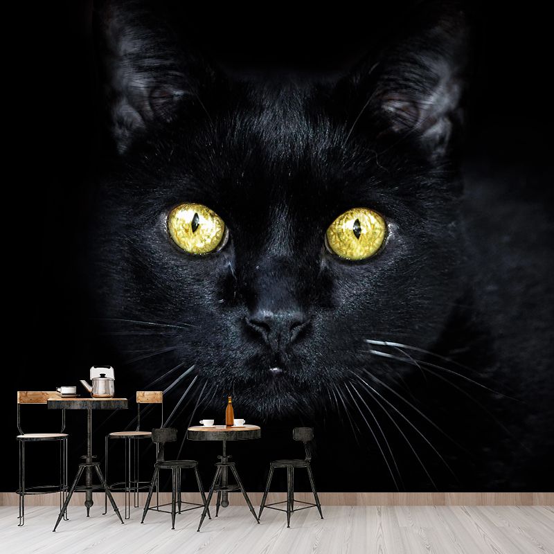 Modern Cat Mural Wallpaper Stain Resistant Wall Covering for Sitting Room