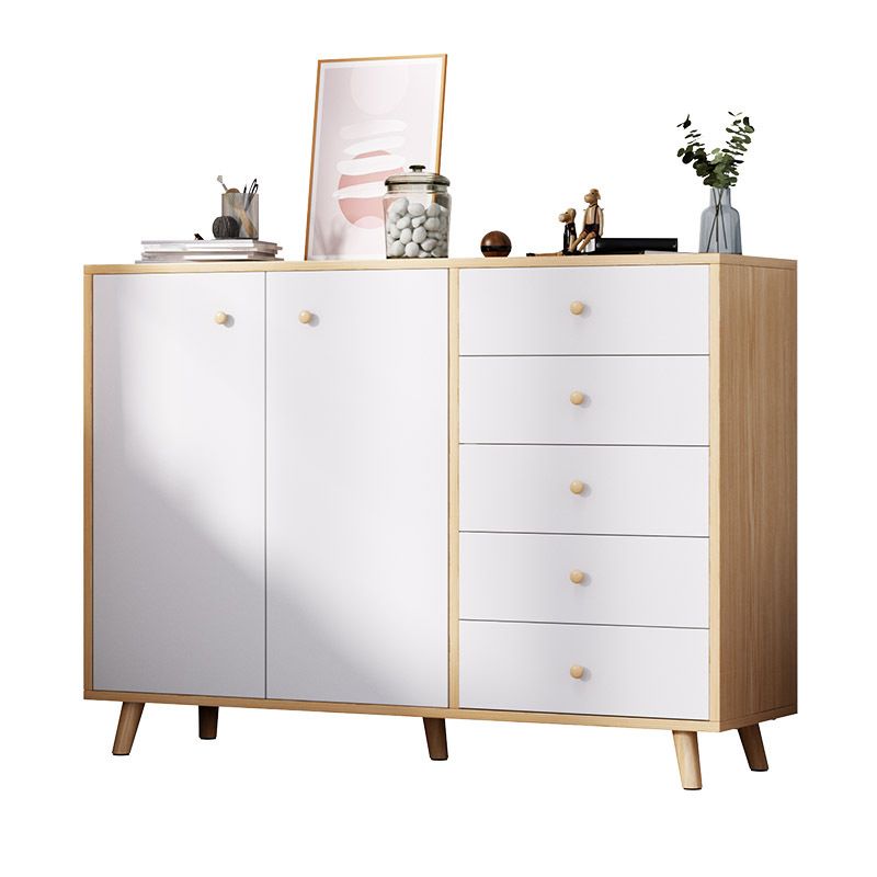 Contemporary Rectangle Side Cabinet with Drawers Wood Accent Chest