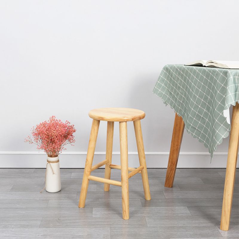 Contemporary Round Counter Bar Stool Wood Backless Bar Stool with Footrest
