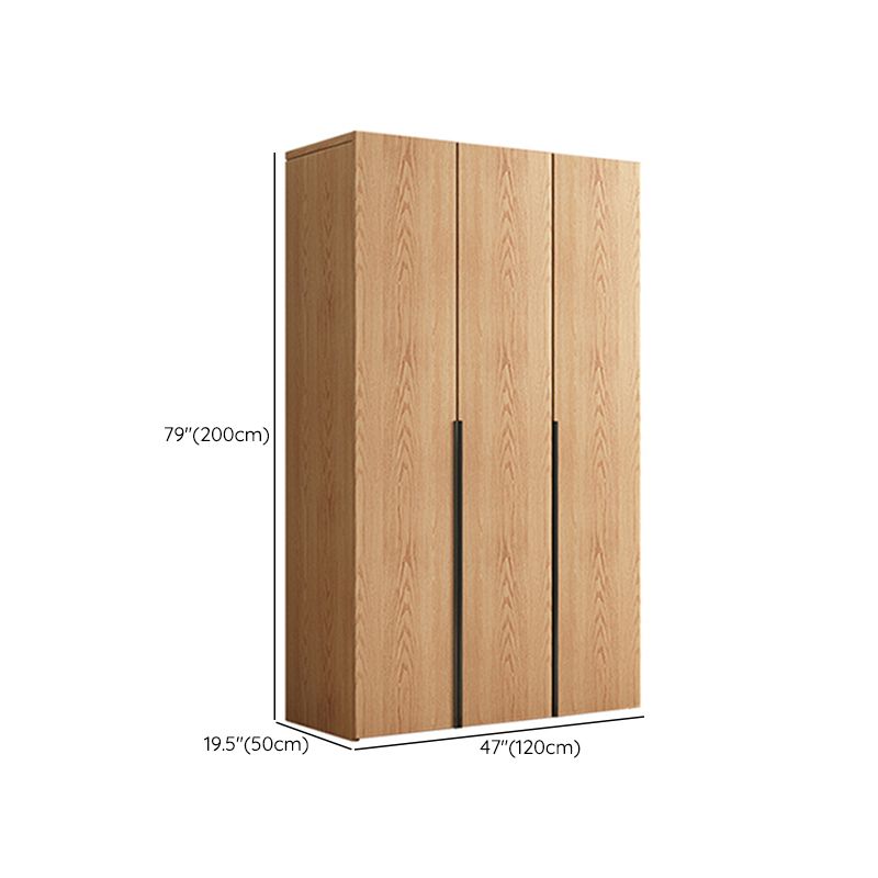 Contemporary Freestanding Natural Wardrobe Oak Solid Wood Wardrobe with Shelves