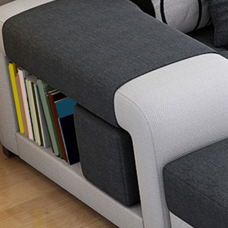 157.5"W √ó 94.49"D √ó 35.43"H Linen Blend Square Arm Sectionals with Storage