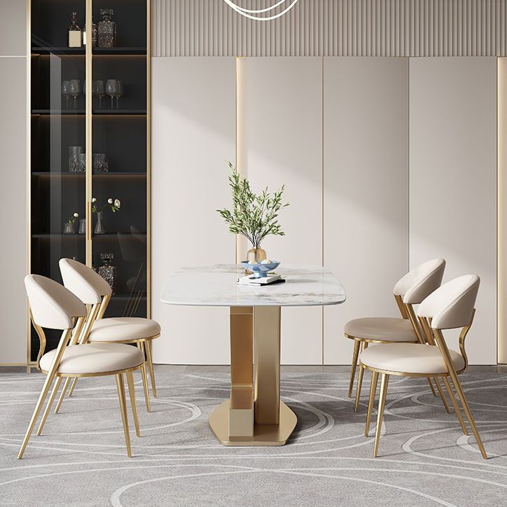 Glam Upholstered Dining Chairs Faux Leather Kitchen Dining Chair