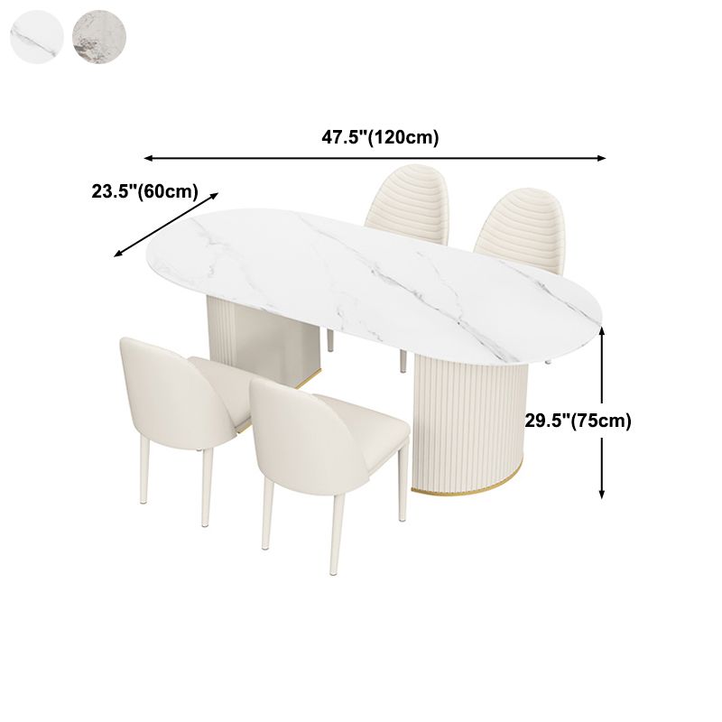 Traditional Luxury Dining Table Oval Dining Table with Double Pedestal Base