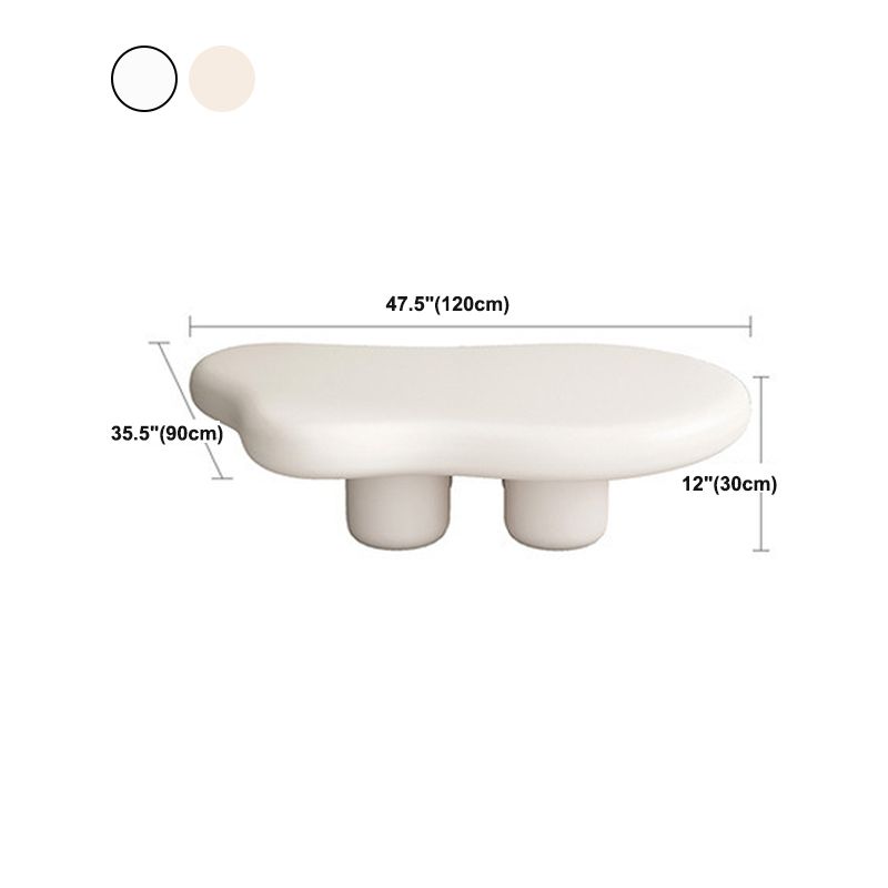 Scandinavian 4 Legs Coffee Table Free form Wooden Cocktail Table in White