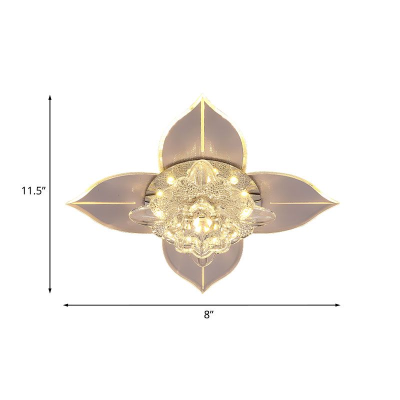 Blume Clear Crystal Flush Mount Beleuchtung Einfache LED Flur Deckenleuchte mit Blatt Rand, Warm/Weiß/Multi Farbe Licht