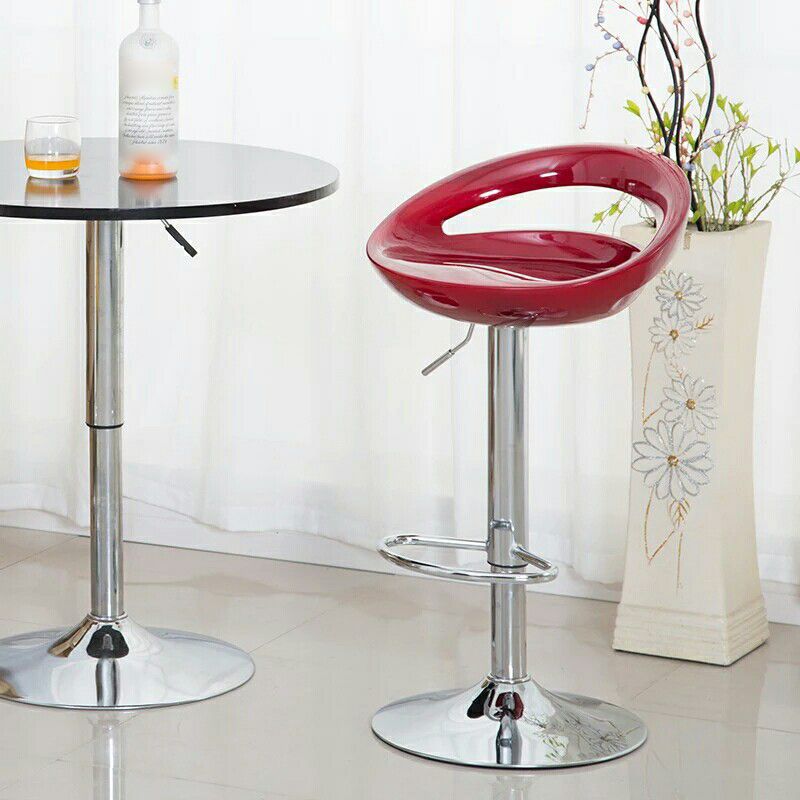 Plastic Adjustable Height Swivel Low Back Bar Stool with Footrest