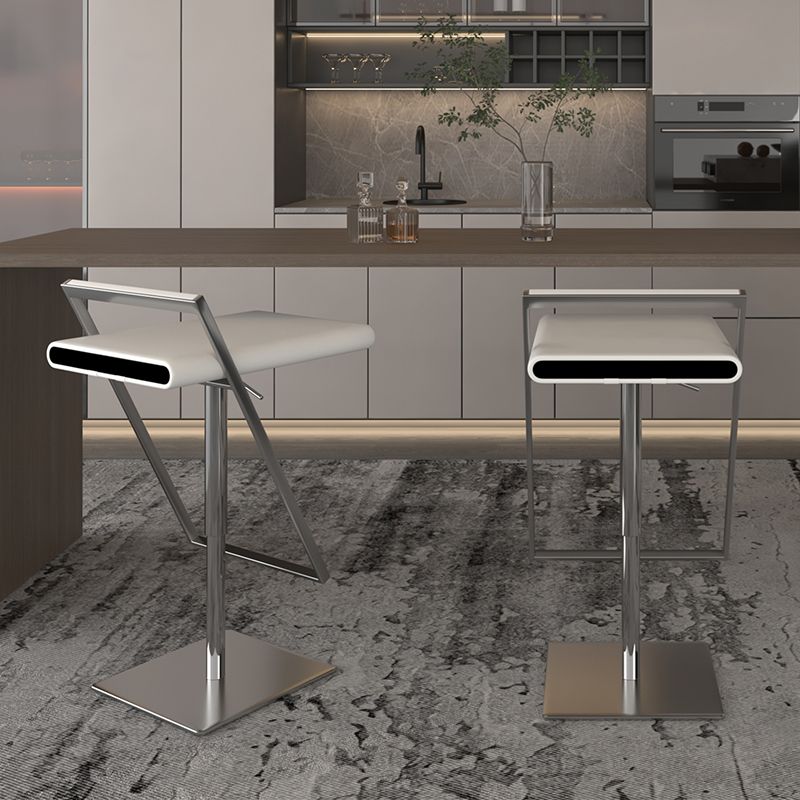 Leather Bar Stool Industrial Backrest Counter Stool for Living Room