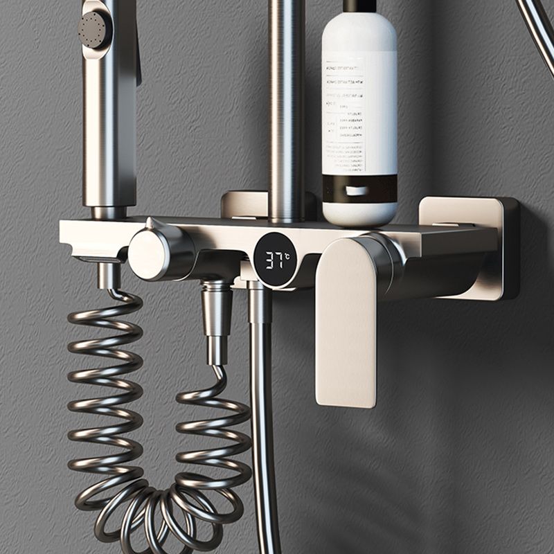 Contemporary Gray Wall Mounted Shower System with Slide Bar Included
