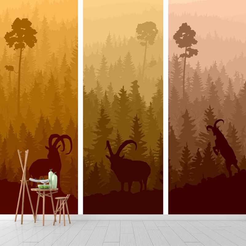 Goat and Sunset Landscape Mural Modern Water Resistant Bedroom Wall Decor, Custom Size