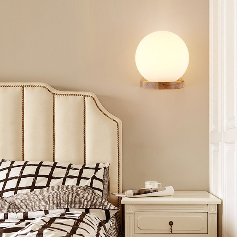 Madera de sombra geométrica luces de pared moderna simple 1 cabeza de montaje de pared de la pared en blanco