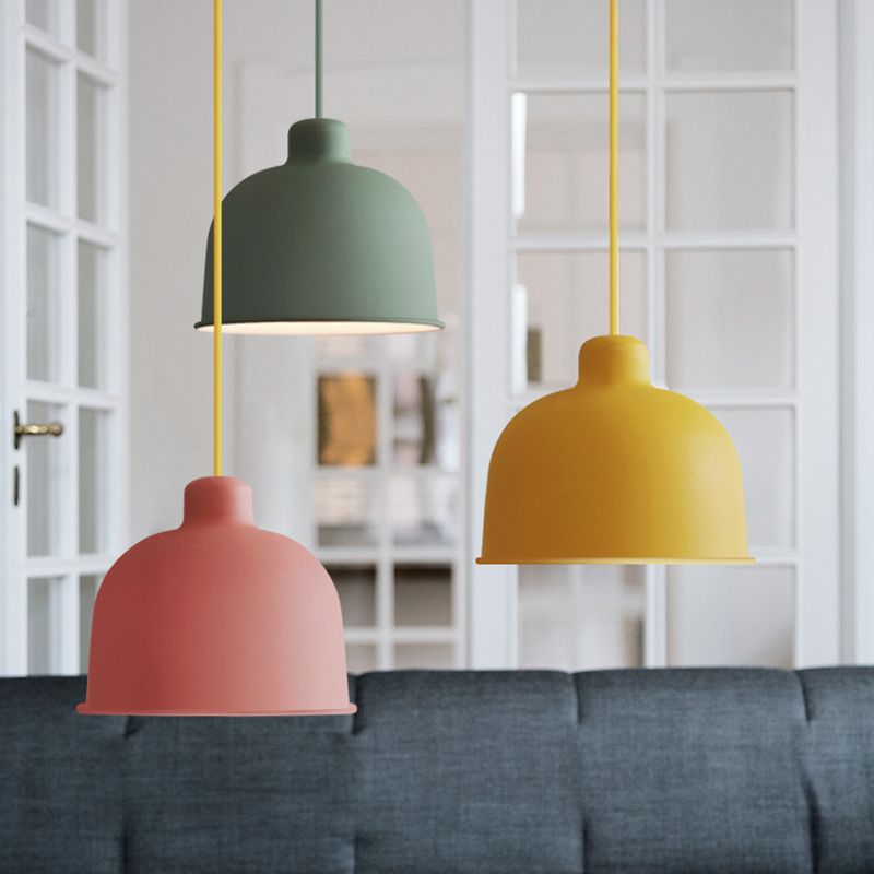 Colorful Dome Pendant Light Modern Metal Hanging Pendant for Living Room