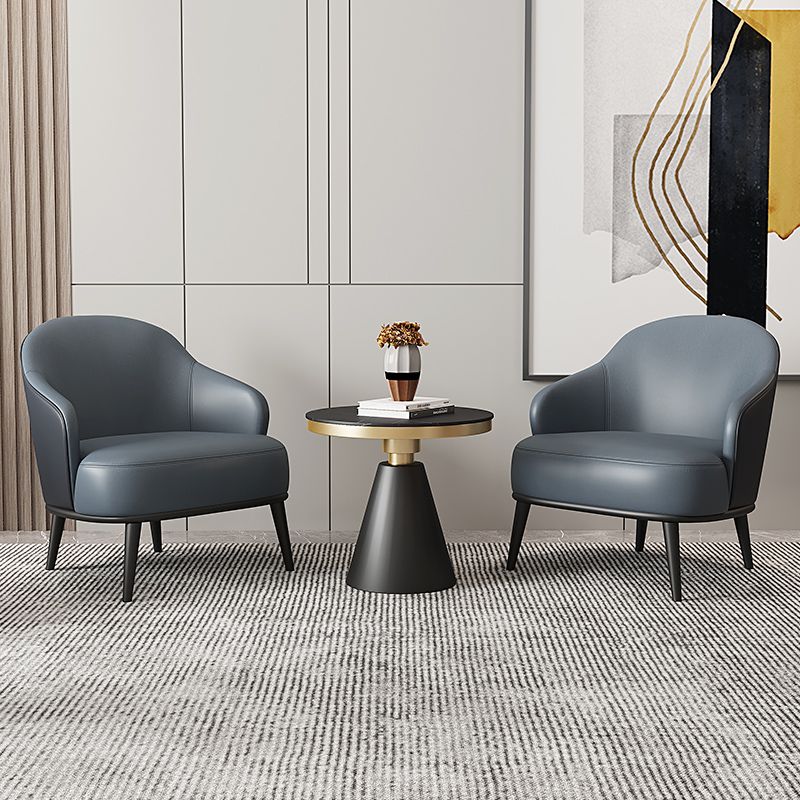 Contemporary Leather Arms Included Sloped Arms Accent Armchair