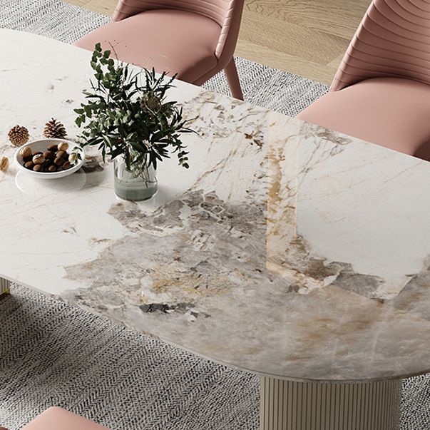 Traditional Luxury Furniture Oval Double Pedestal Dining Room Table for Home