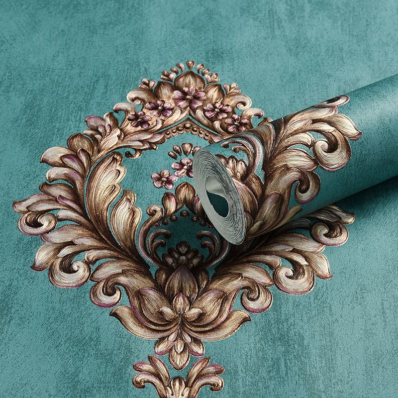 Medallion Wallpaper Luxury Embroidery Wall Covering in Pastel Color for Accent Wall