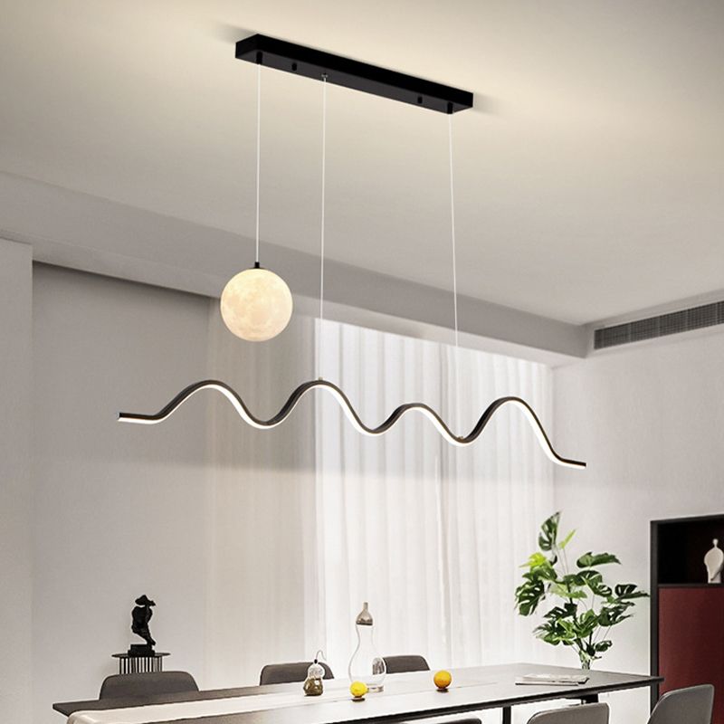 2 Lights Metal Linear Island Contemporary Ceiling Light for Dining Room