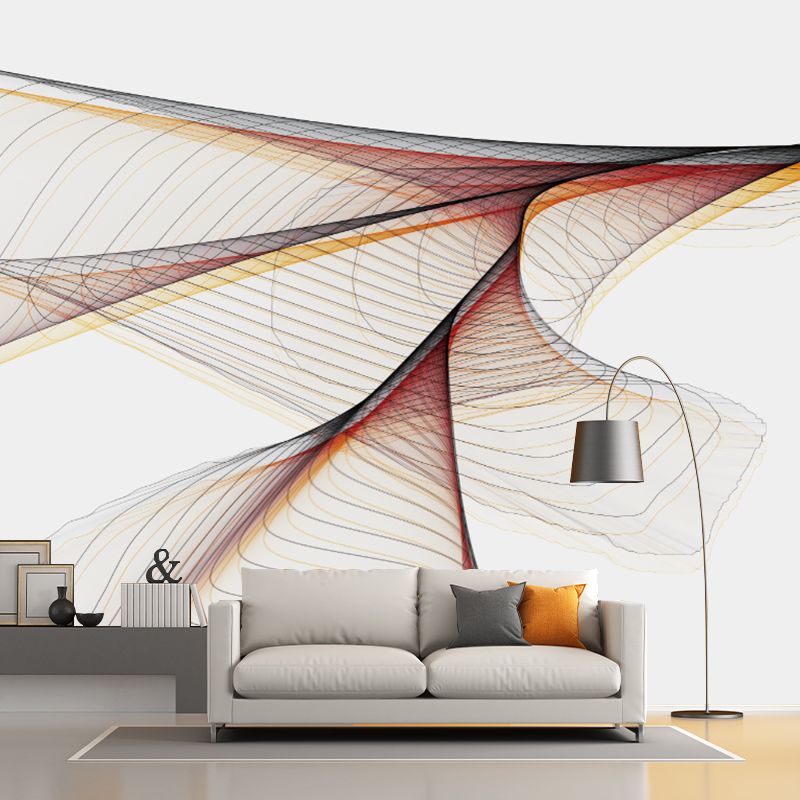 Modern Art Spiral Pattern Mural Wallpaper Orange-Yellow Waterproof Wall Decoration for Home