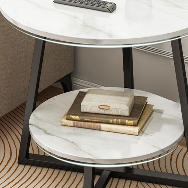 Contemporary  Round End Table Cross Leg  Side Table  for Living Room