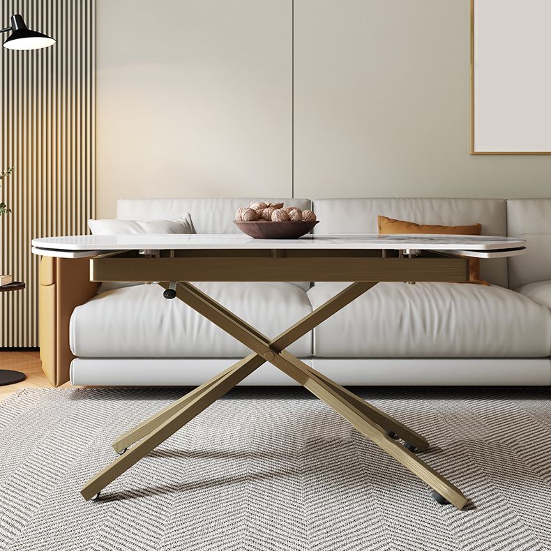 Glam 4 Legs Cocktail Table Single Stone Coffee Cocktail Table
