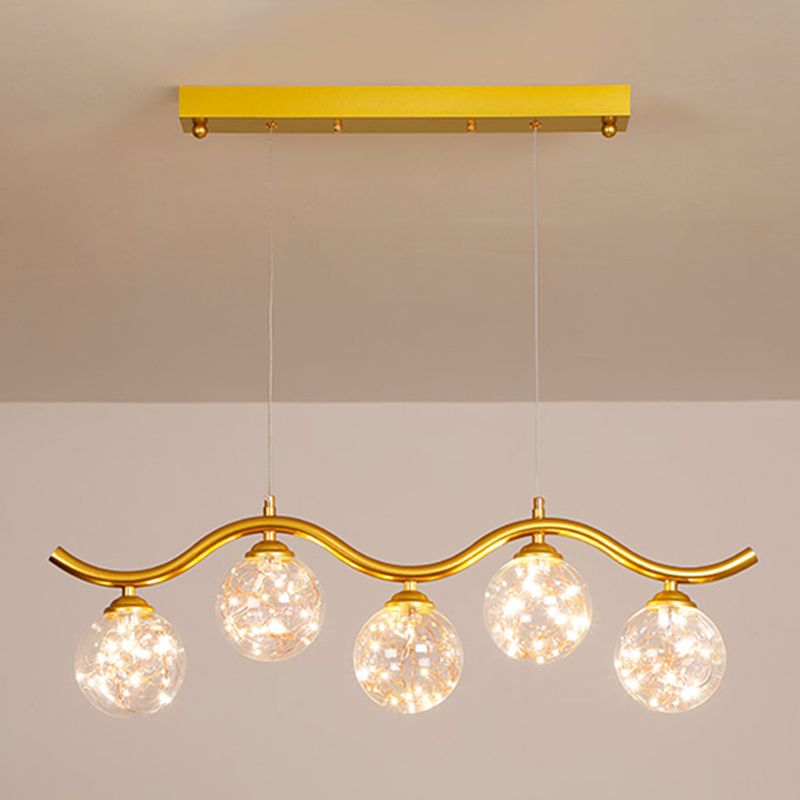 Kugelförmige Forminselanhänger zeitgenössisches Glas 5 leichte hängende Lichter