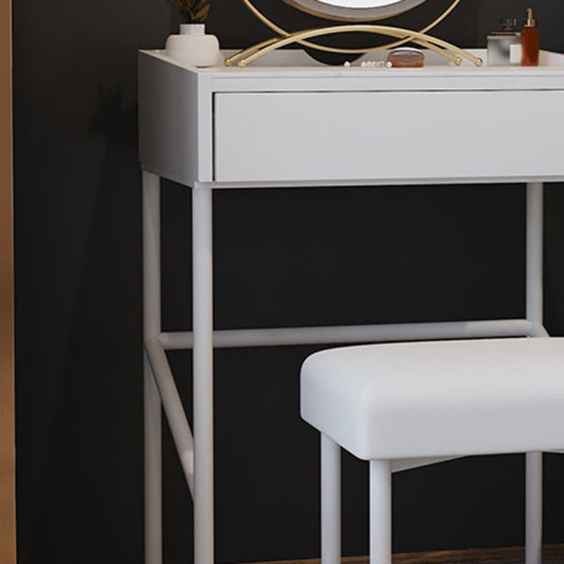 Modern White Vanity Solid Wood Makeup Dressing Table Stool Set