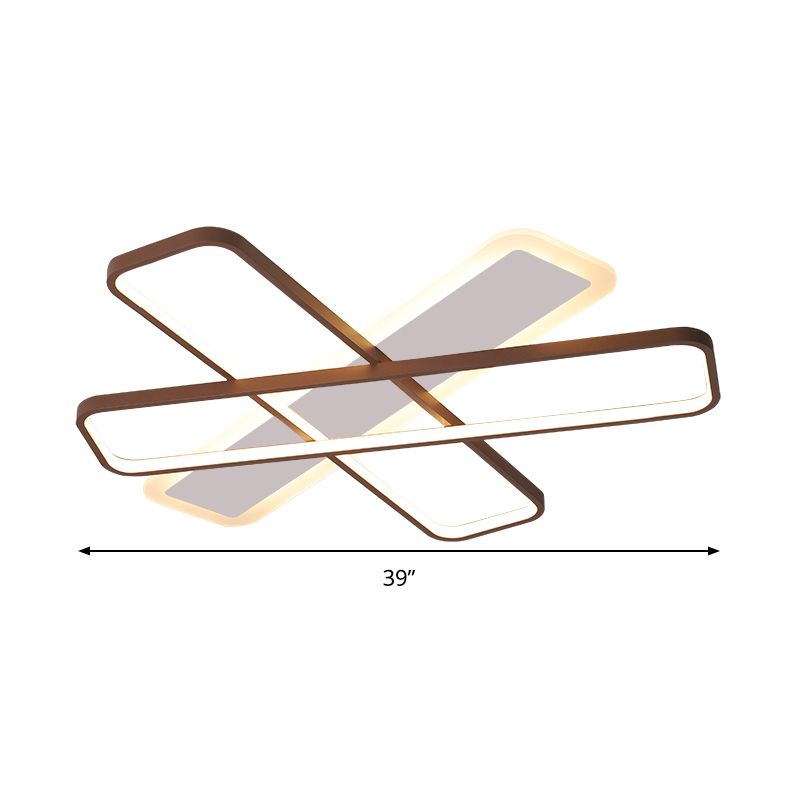 Coffee Overlapped Ceiling Flush Lamp 23.5"/39" W Contemporary LED Super Thin Acrylic Flushmount in Warm/White Light