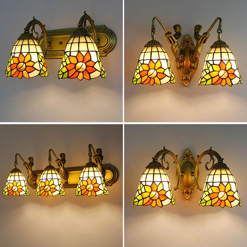 Tiffany Glass Vanity Light Creative Wall Light Sconce for Washroom