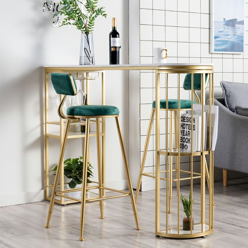 Modern 1/3 Pieces Bar Table Set Stone Counter Table with High Stools for Living Room