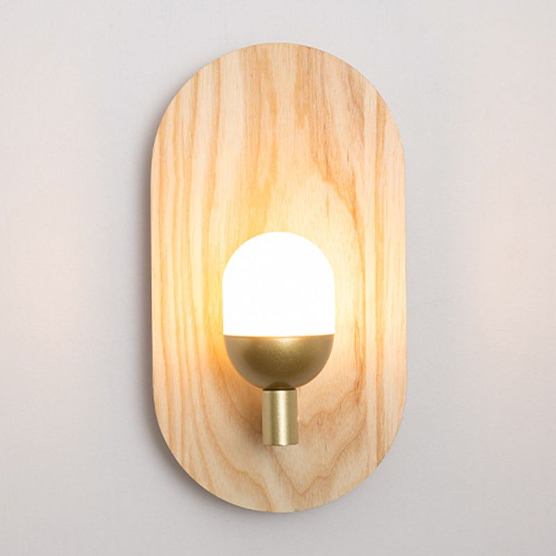 Golden Metal Wall Light Modernism Wood Lighting for Home Room